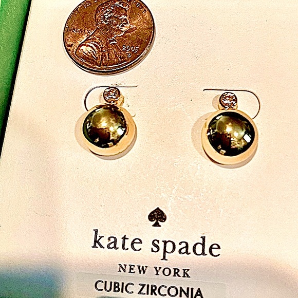 Kate Spade “ Have a Ball” Gold Tone Earrings , NWT, In Signature Box - Picture 10 of 12